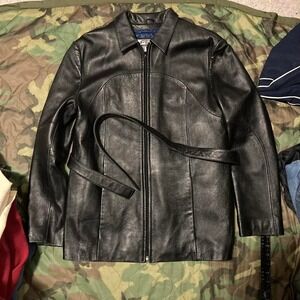 Wilson's leather pelle studio belted‎ leather jacket vtg thinsulate M/20